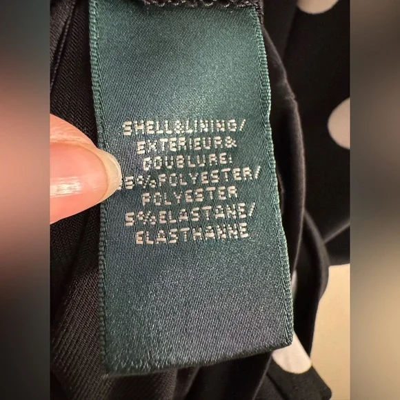 Ralph Lauren Black White Polka Dot Sleeveless Dress Size 6 ruched - Picture 4 of 6